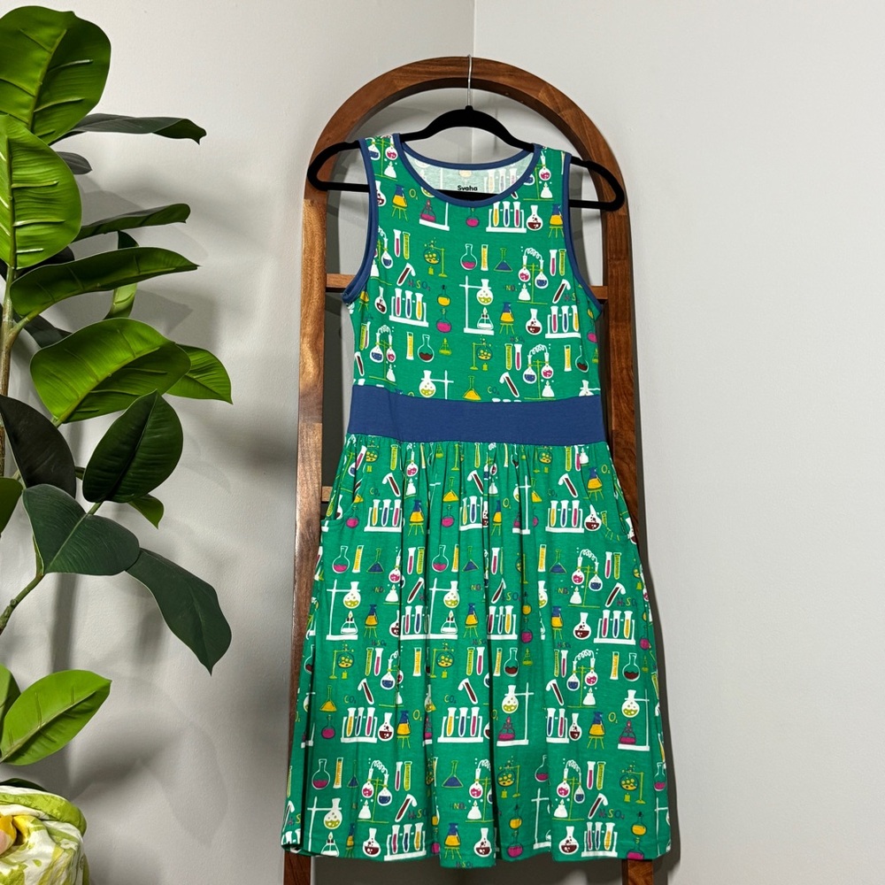 Svaha Green Chemistry Science STEM 100% Organic Cotton Sleeveless Dress, size 4